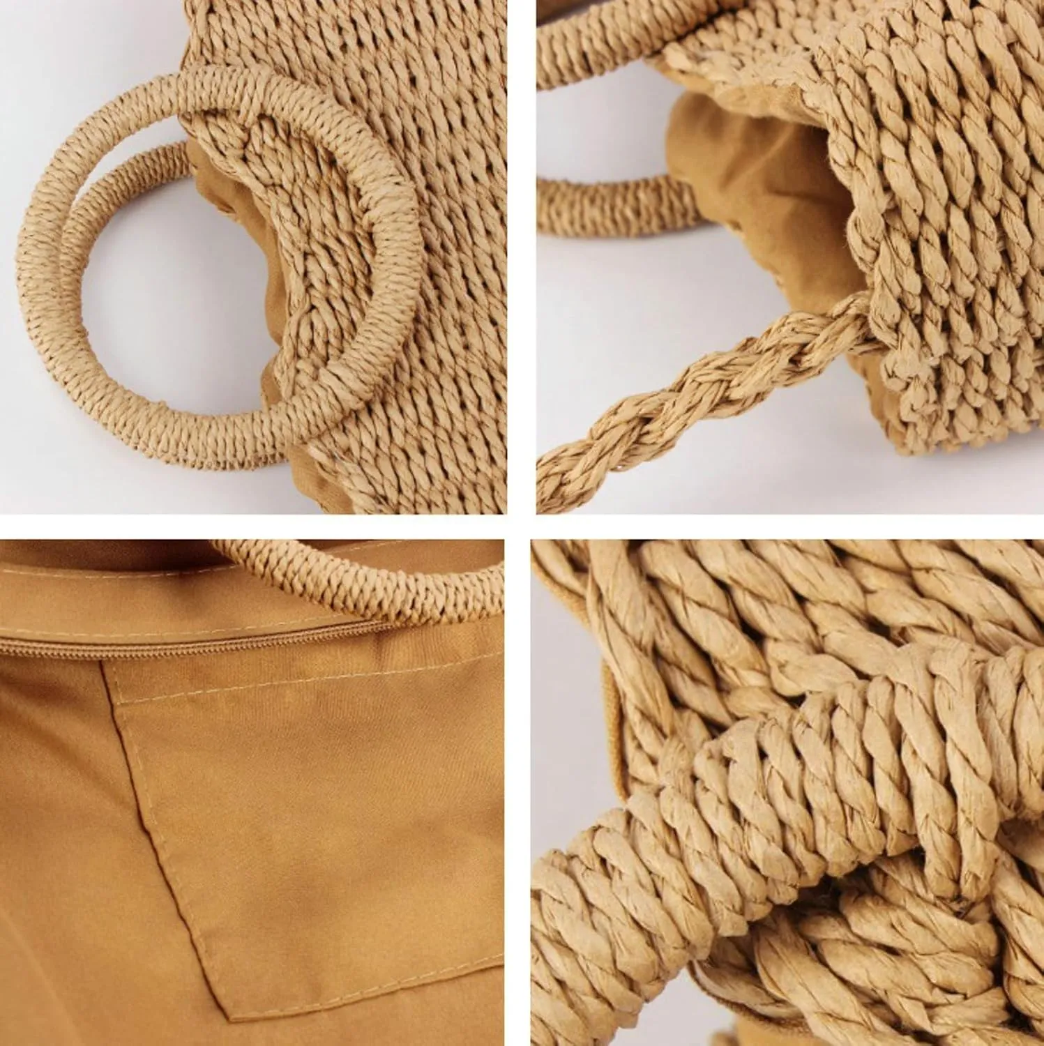 2025 Summer Straw Tote Shoulder Crossbody Bag Round Ring Paper Rope Top Handle Woven Stylish Solid Square Bag
