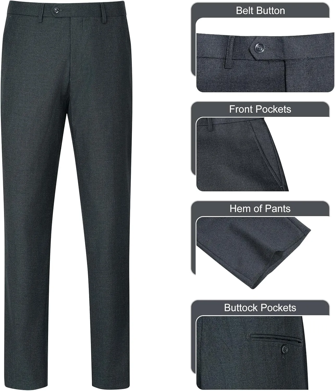3 Pieces Mens Suit Slim Fit Suits, Two Button Notch Lapel Jacket Vest Pants with Tie for Party/Business