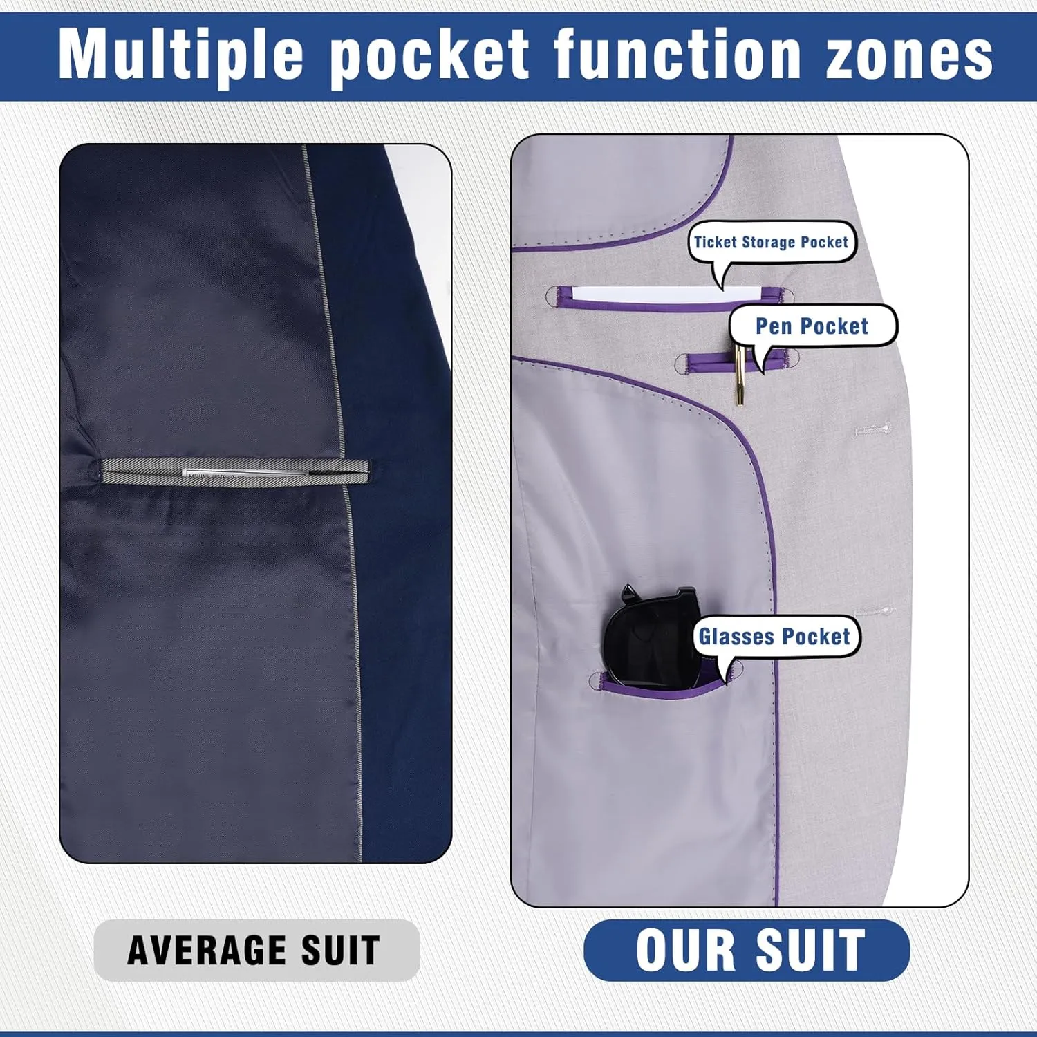 3 Pieces Mens Suit Slim Fit Suits, Two Button Notch Lapel Jacket Vest Pants with Tie for Party/Business