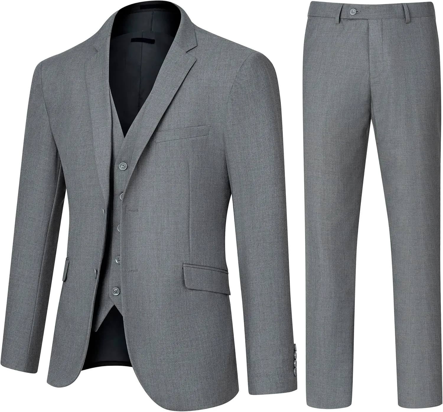 3 Pieces Mens Suit Slim Fit Suits, Two Button Notch Lapel Jacket Vest Pants with Tie for Party/Business