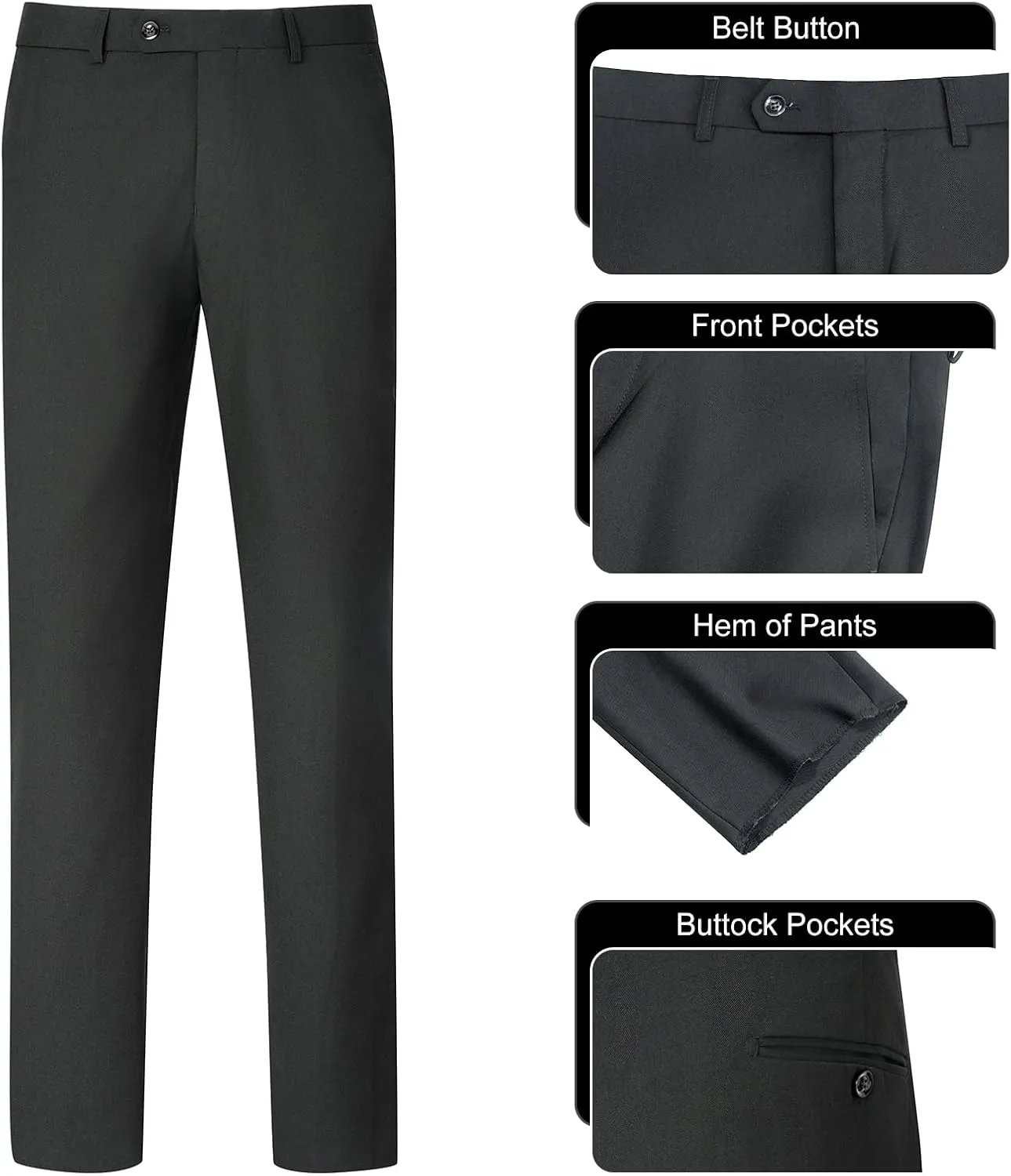 3 Pieces Mens Suit Slim Fit Suits, Two Button Notch Lapel Jacket Vest Pants with Tie for Party/Business
