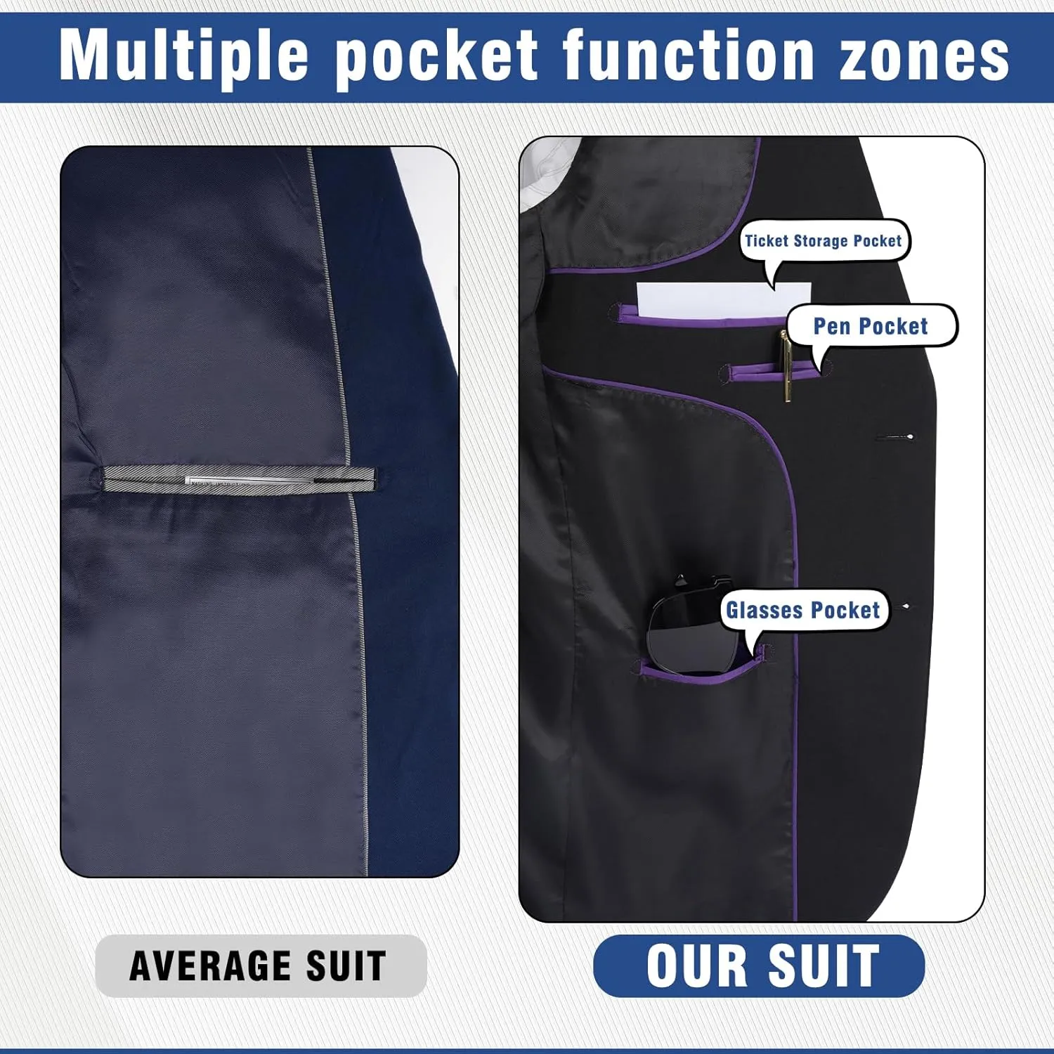 3 Pieces Mens Suit Slim Fit Suits, Two Button Notch Lapel Jacket Vest Pants with Tie for Party/Business