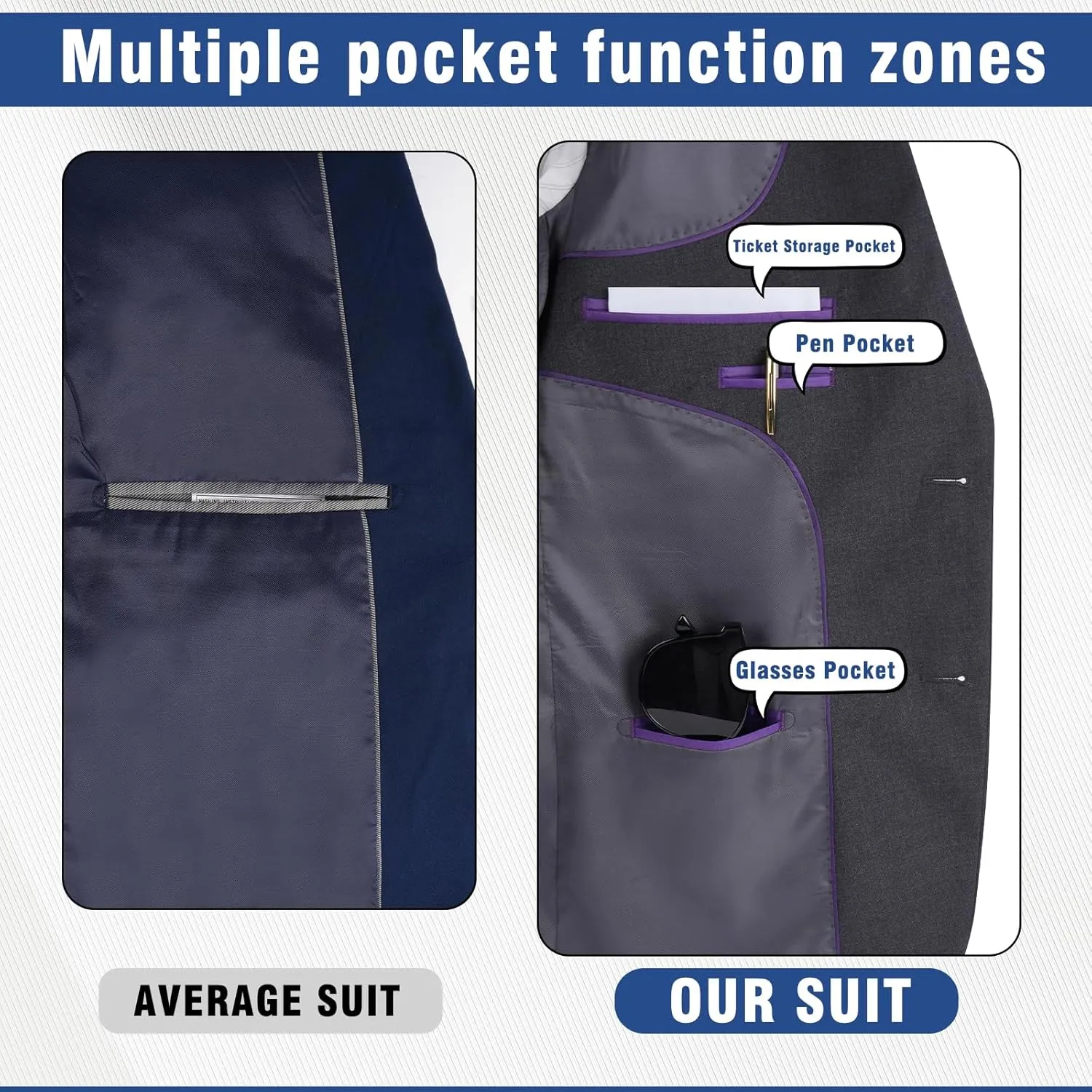 3 Pieces Mens Suit Slim Fit Suits, Two Button Notch Lapel Jacket Vest Pants with Tie for Party/Business