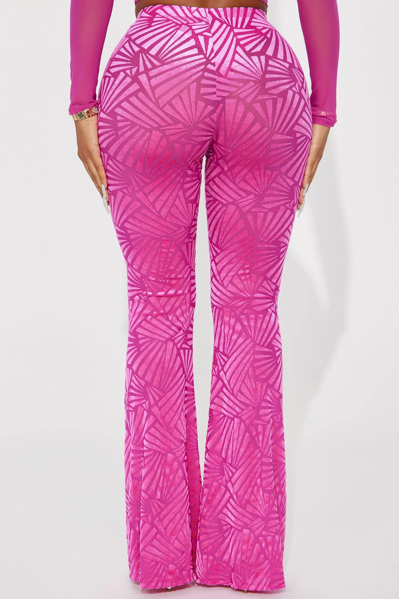 All Lights On Me Velvet Flare Pant - Fuchsia