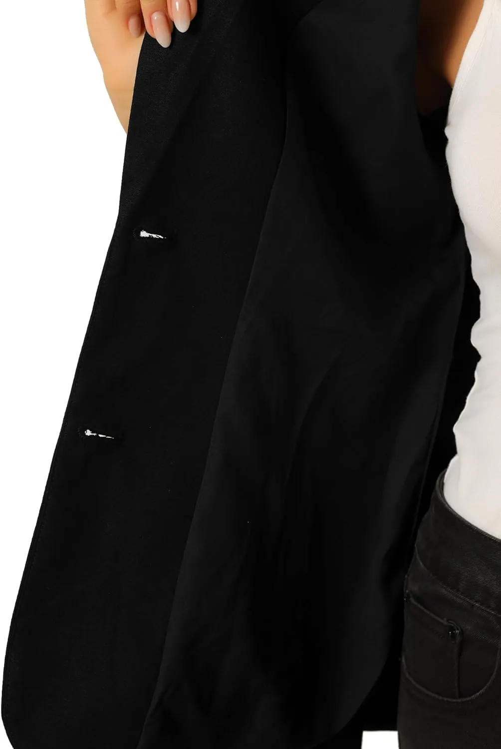 Allegra K Blazer for Women's Short Sleeve Button Front Cotton Linen Lapel Collar Work Office Casual Blazer Coat