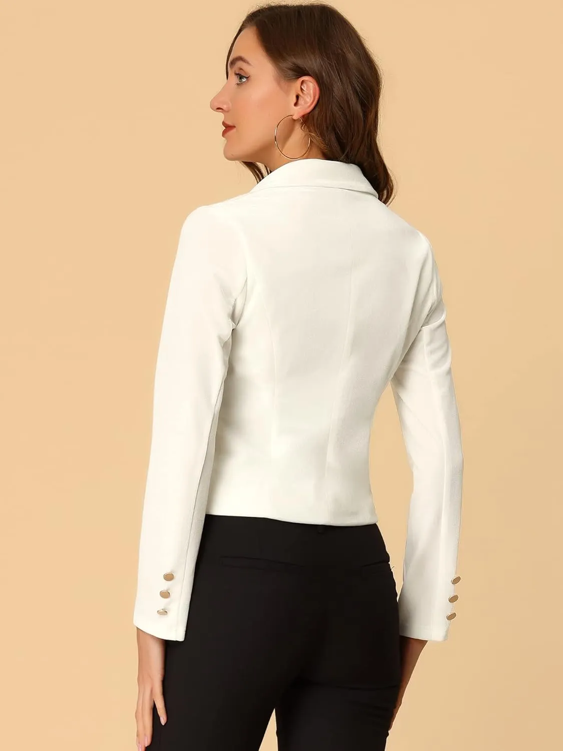 Allegra K Women's 1 Button Velvet Blazer Lapel Business Office Christmas Crop Suit Jacket