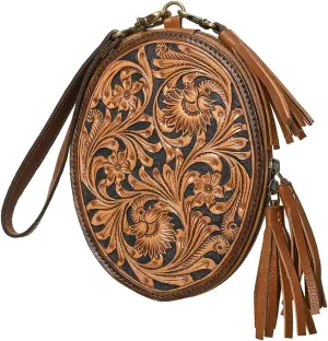 American Darling Adbga516 Wristlet Hand Tooled Genuine Leather Women Bag Western Handbag Purse | Women Wristlet Purse |