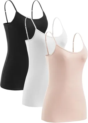 AMVELOP Camisole for Women,Cotton Cami Undershirt,Adjustable Strap Camisole Tank Top 3-Pack