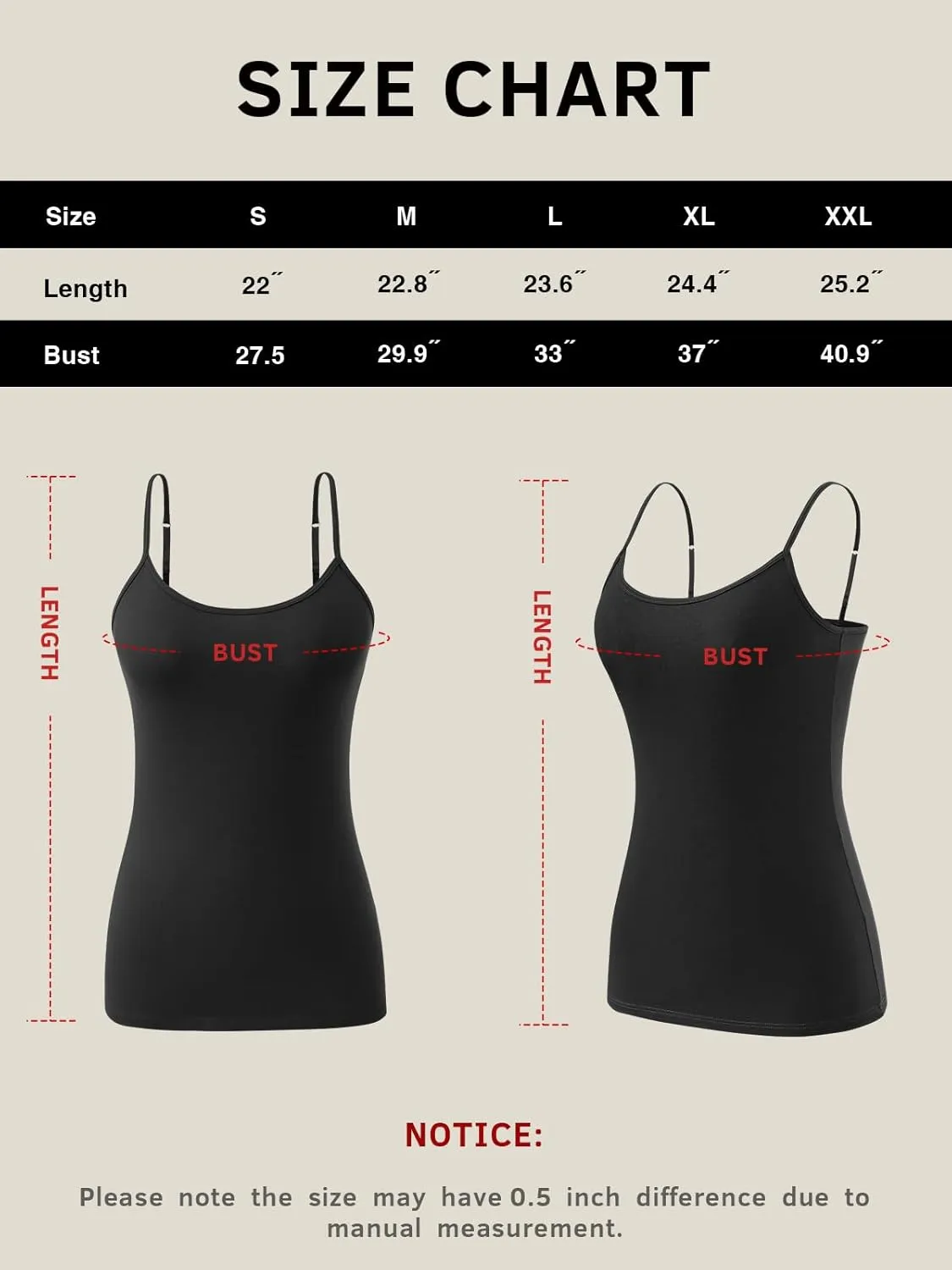 AMVELOP Camisole for Women,Cotton Cami Undershirt,Adjustable Strap Camisole Tank Top 3-Pack