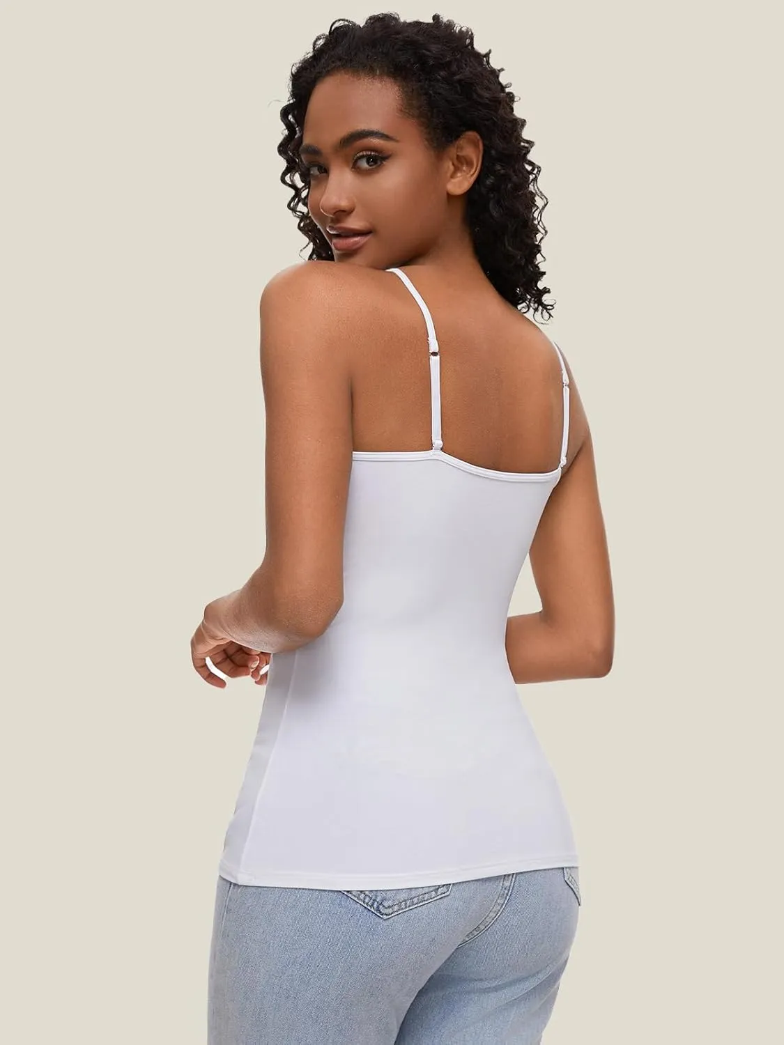 AMVELOP Camisole for Women,Cotton Cami Undershirt,Adjustable Strap Camisole Tank Top 3-Pack