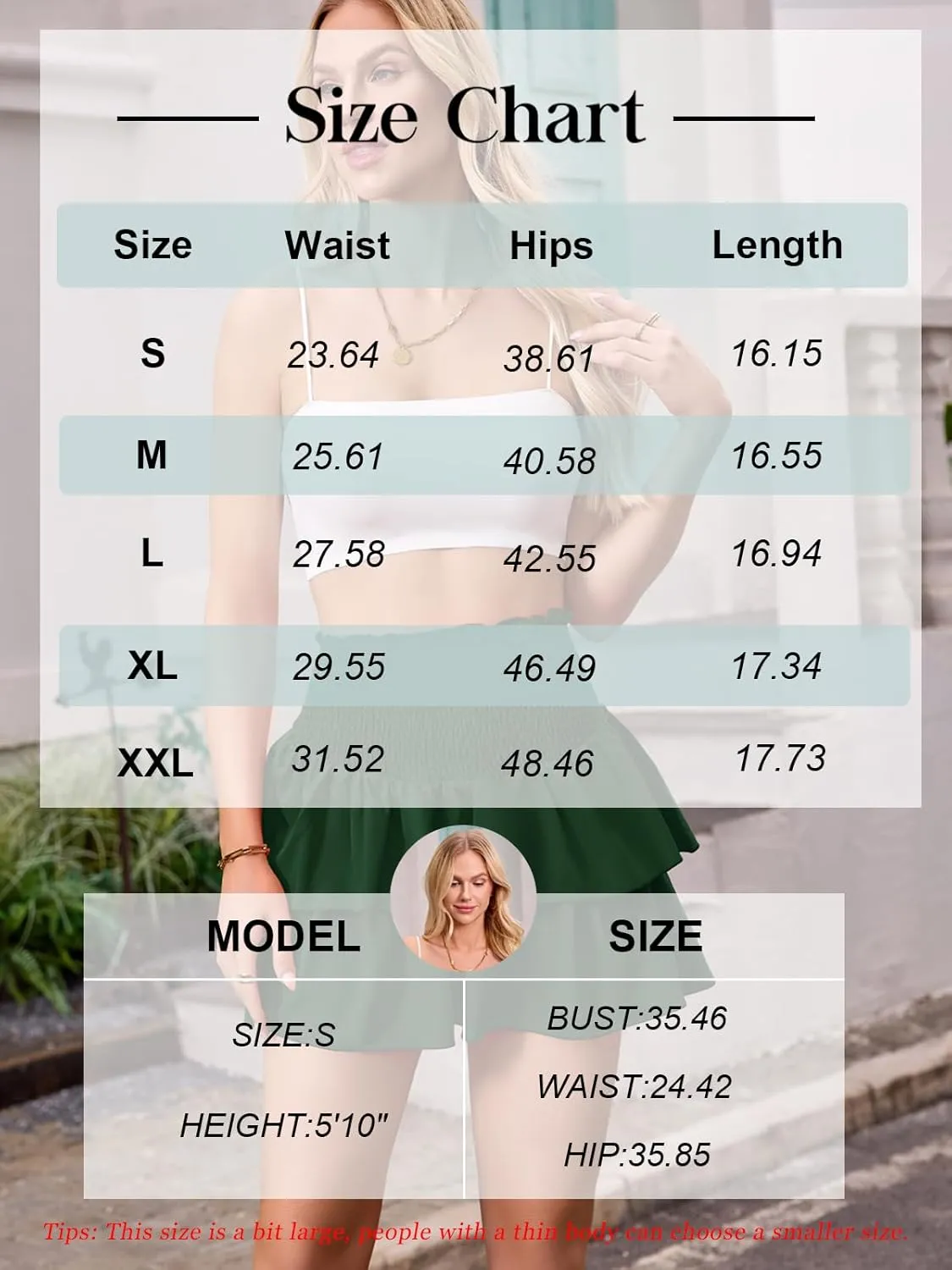 ANRILITA Mini Skirts for Women High Waist Ruffle Cute Flowy Skirt Casual Layered Skort with Shorts