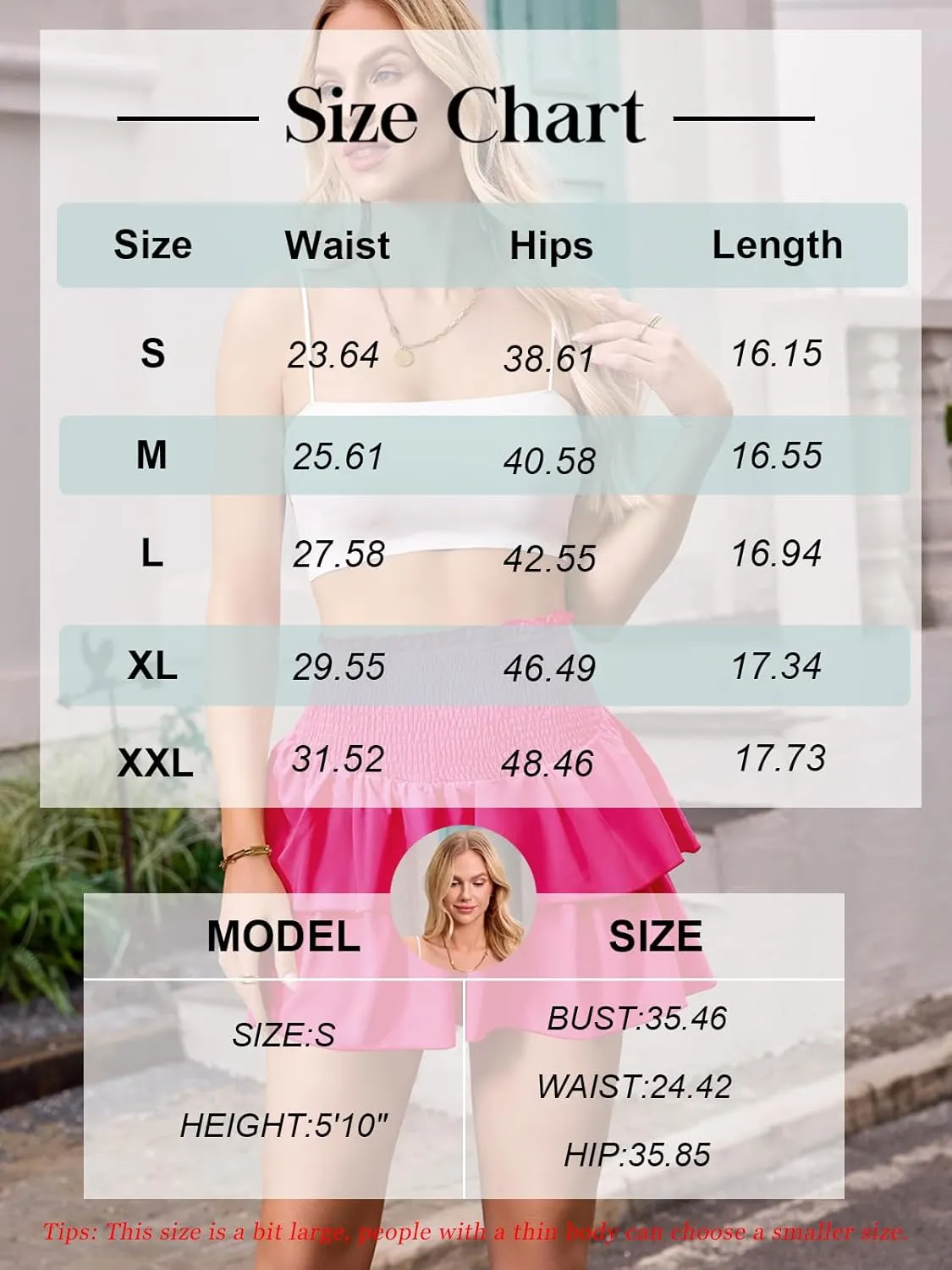 ANRILITA Mini Skirts for Women High Waist Ruffle Cute Flowy Skirt Casual Layered Skort with Shorts