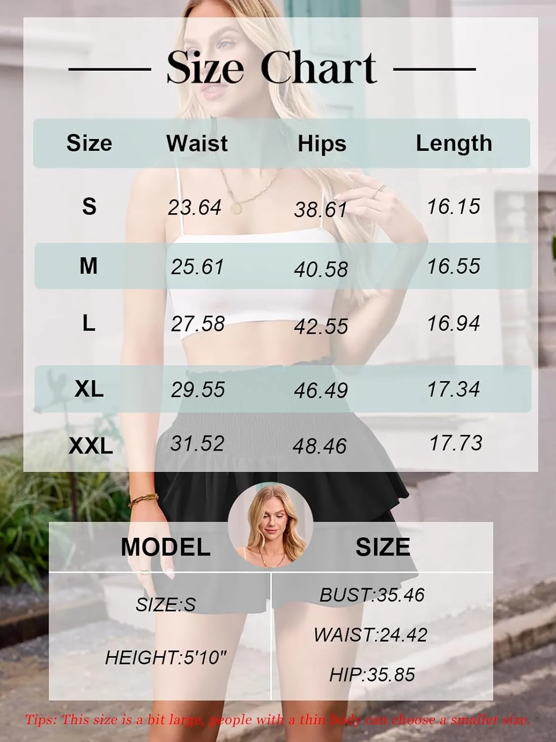 ANRILITA Mini Skirts for Women High Waist Ruffle Cute Flowy Skirt Casual Layered Skort with Shorts