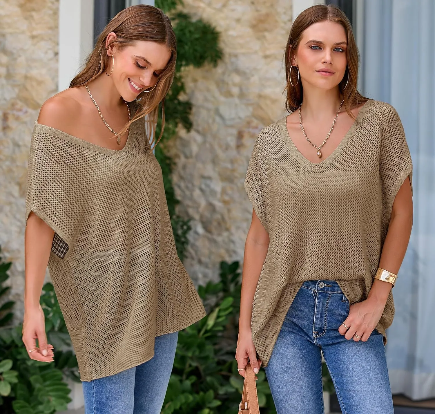 Arach&Cloz Women Crochet Tops 2025 Summer Wool Blended Sweater Vest Short Sleeve Fashion Outfits Oversized Coverup
