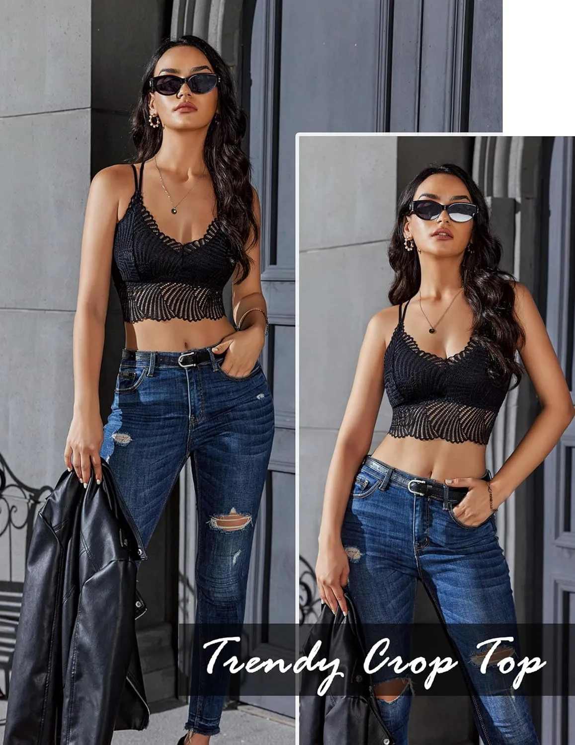 Avidlove Lace Bralette for Women V Neck Camisoles Racerback Adjustable Strap Crop Top