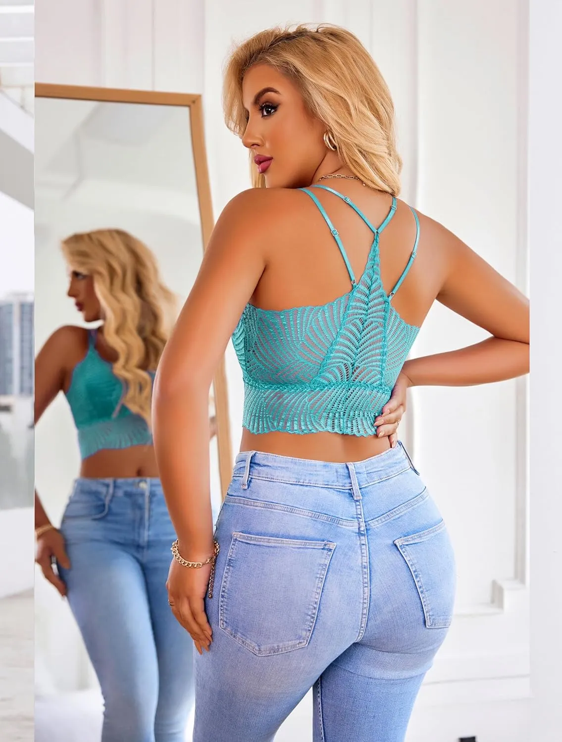 Avidlove Lace Bralette for Women V Neck Camisoles Racerback Adjustable Strap Crop Top