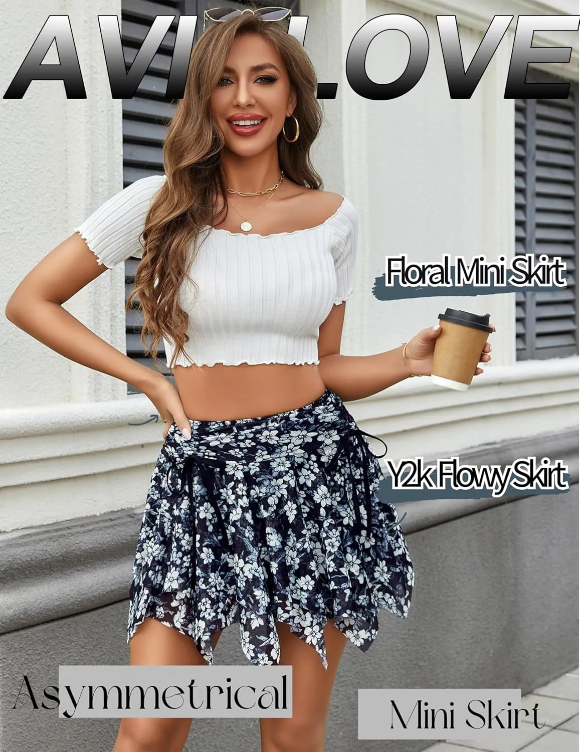 Avidlove Mini Skirts for Women Mesh Flowy Y2k Skirt Drawstring Ruched Bow Layer Asymmetrical Short Skort