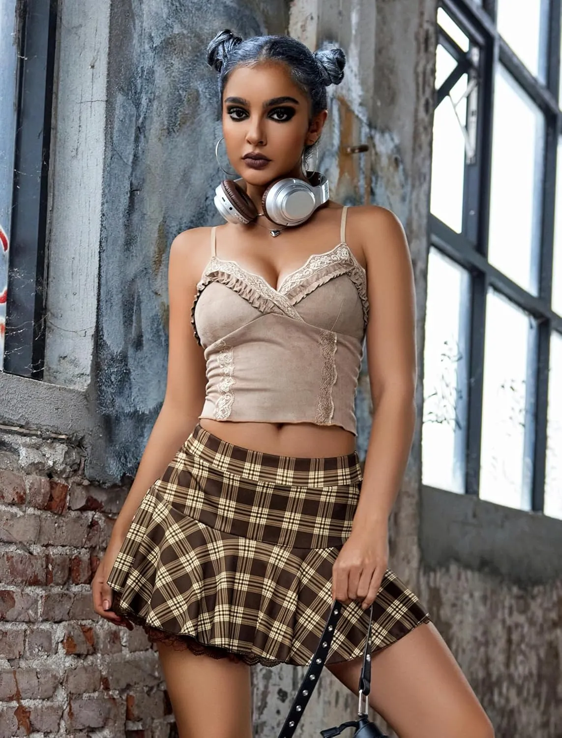 Avidlove Women Pleated Mini Skirt Sexy Lace Ruffle Solid Skirt Lingerie Short Skirts