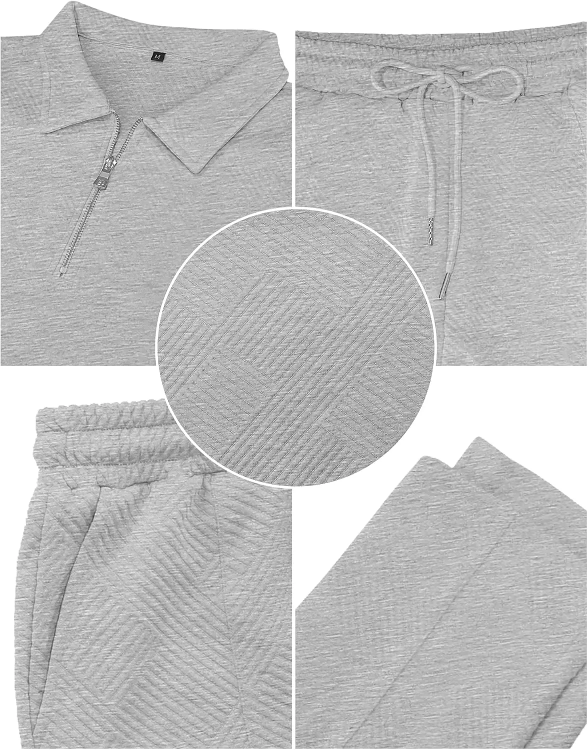 Babioboa Men's Polo sweatsuit Sets 1/4 Zip Fashion Casual Tracksuits jogging long Sleeve Polo Suit for Men 2 Piece Set