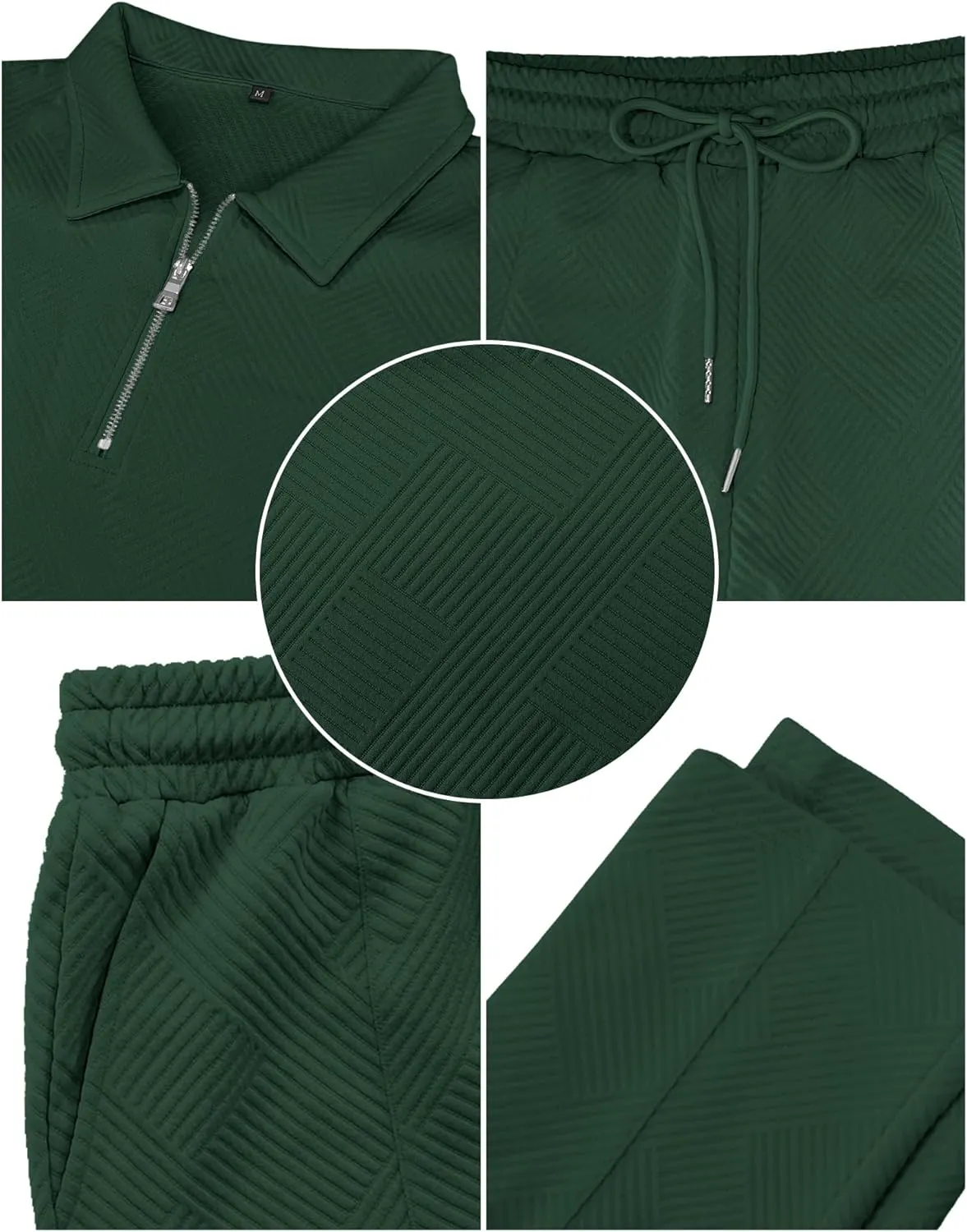 Babioboa Men's Polo sweatsuit Sets 1/4 Zip Fashion Casual Tracksuits jogging long Sleeve Polo Suit for Men 2 Piece Set