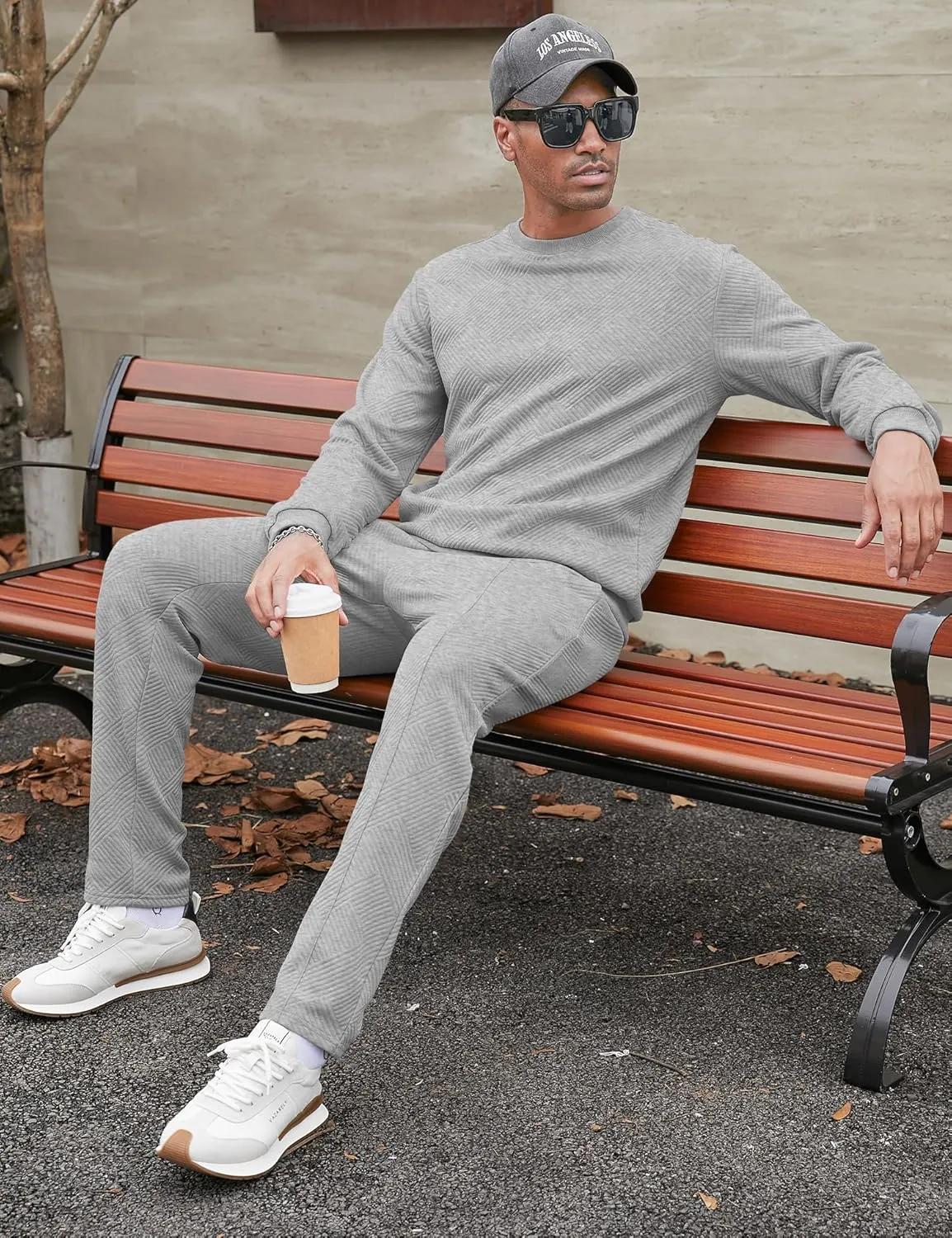 Babioboa Men's Tracksuit Knit Jacquard 2 Piece Long Sleeve Pullover Jogging Tracksuit Athletic running Casual Sportswear