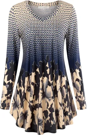 BAISHENGGT Women's Casual Long Sleeve Tunic Tops for Leggings V-Neck Blouse T-Shirt