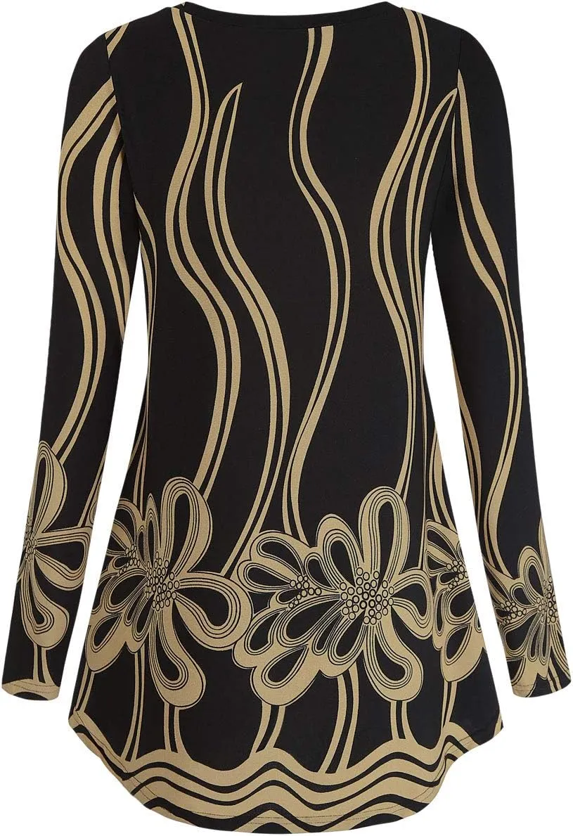 BAISHENGGT Women's Casual Long Sleeve Tunic Tops for Leggings V-Neck Blouse T-Shirt