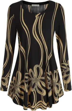 BAISHENGGT Women's Casual Long Sleeve Tunic Tops for Leggings V-Neck Blouse T-Shirt