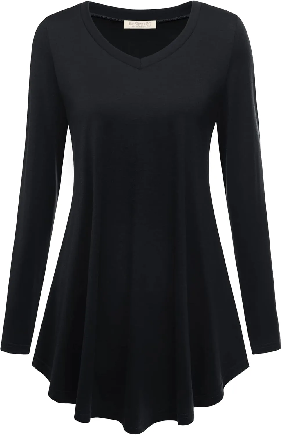 BAISHENGGT Women's Casual Long Sleeve Tunic Tops for Leggings V-Neck Blouse T-Shirt