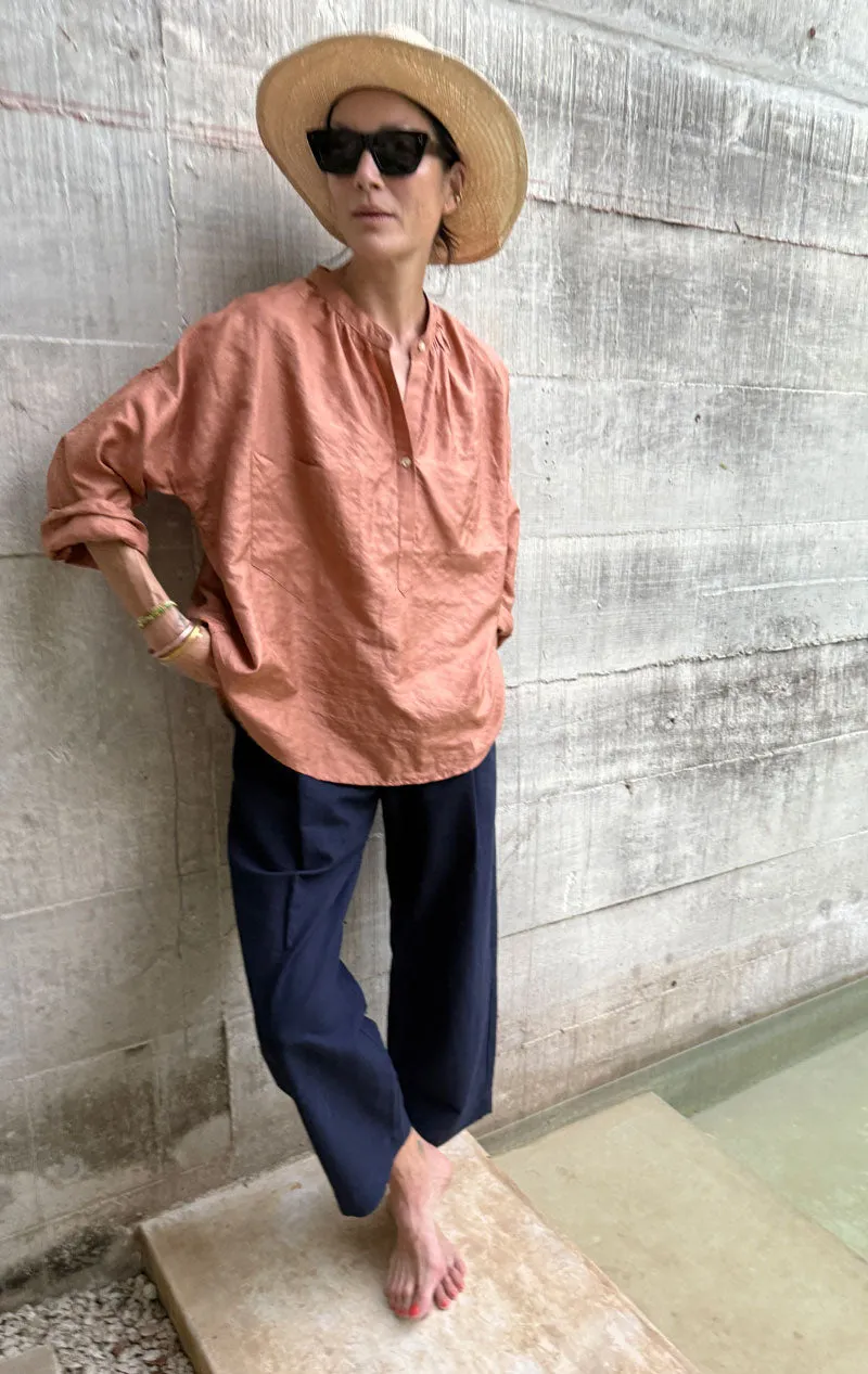 Barrel Leg Pant in Navy