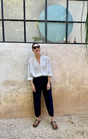 Barrel Leg Pant in Navy