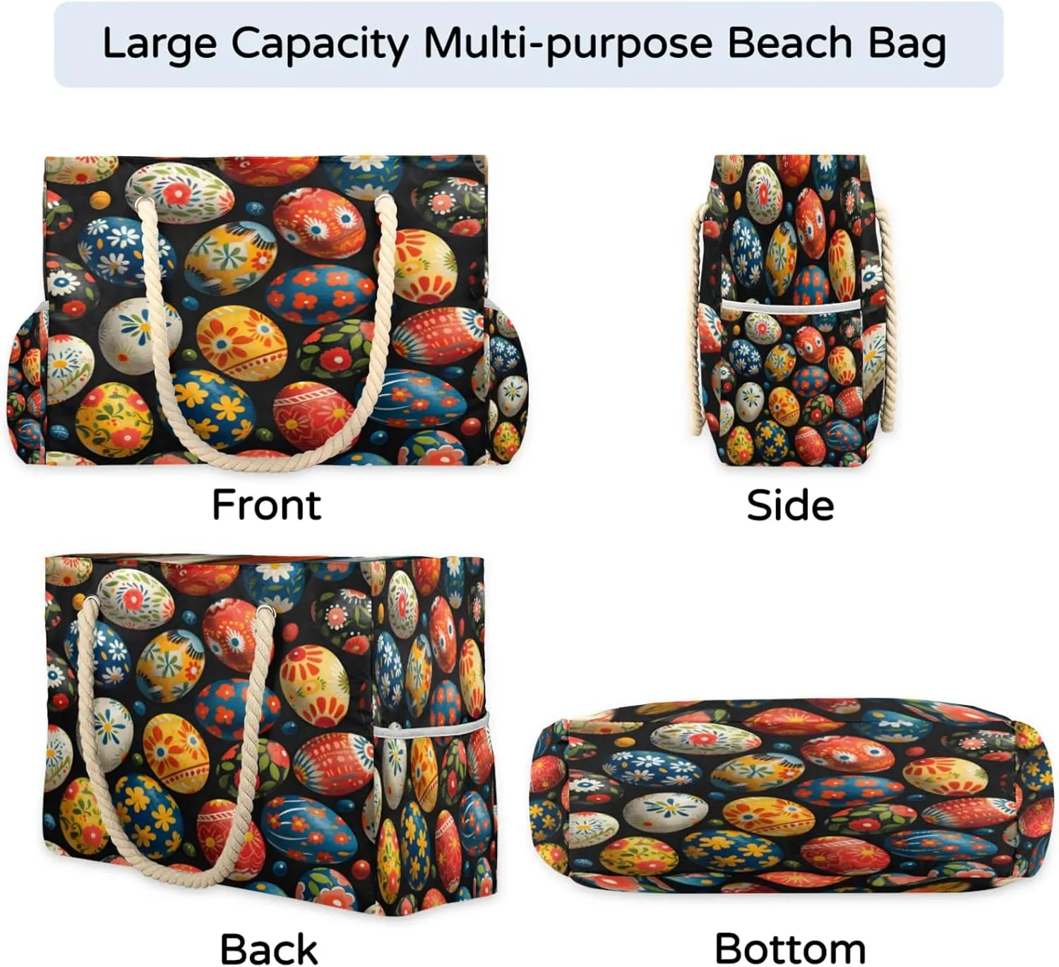 Beach Bags for Women Large Beach Tote Bag, Waterproof Sandproof Swim Pool Bag with Zipper