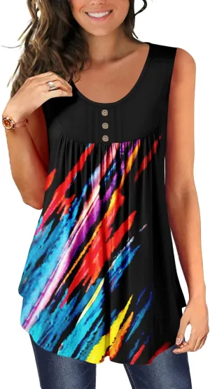 BeadChica Plus Size Women's Casual Tank Tops For Leggings Sleeveless Dressy Tunics Shirts Botton Down Henley Blouses Summer