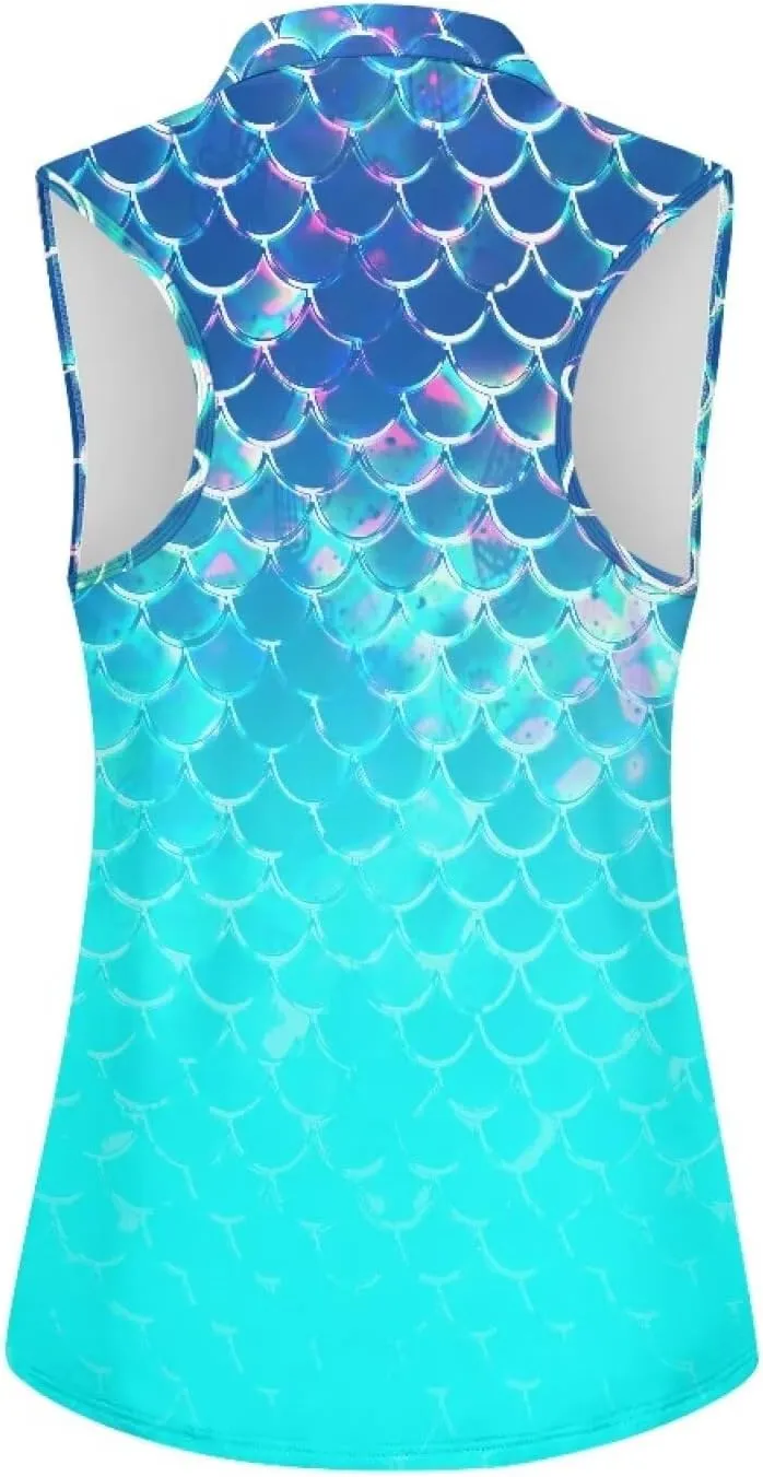Biyejit Sleeveless Golf Shirts for Women Lightweight Casual V Neck 1/4 Zip Up Tank Top Tennis Shirts for Women Plus Size