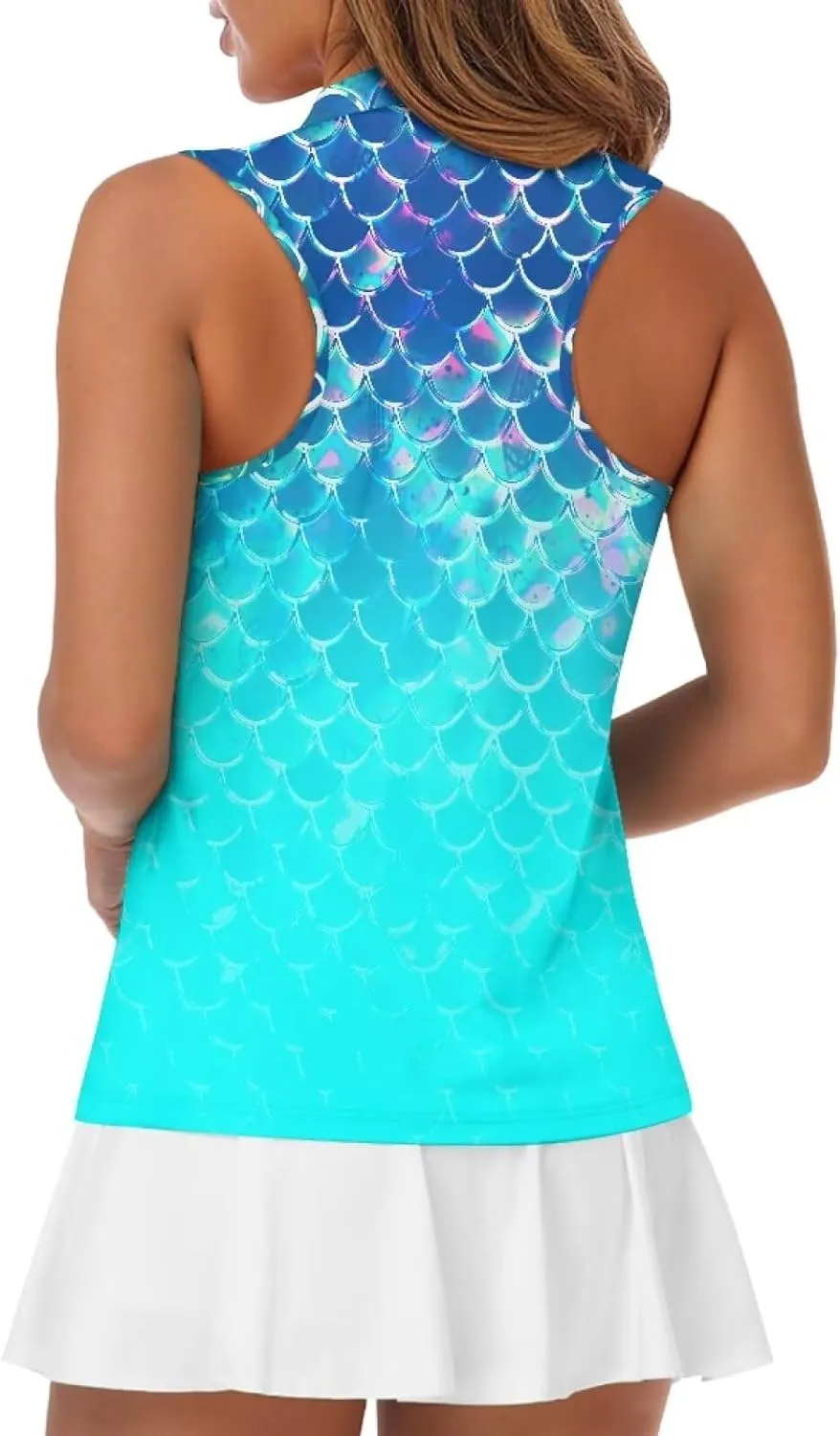 Biyejit Sleeveless Golf Shirts for Women Lightweight Casual V Neck 1/4 Zip Up Tank Top Tennis Shirts for Women Plus Size