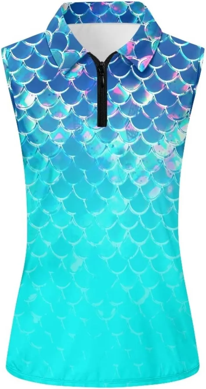 Biyejit Sleeveless Golf Shirts for Women Lightweight Casual V Neck 1/4 Zip Up Tank Top Tennis Shirts for Women Plus Size