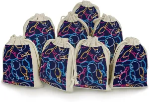 Bowling Ball Bowling Pins 8 Pack Small Drawstrings Storage Bags Candy Gift Pouches Cotton Linen Pockets for Birthday Party Wedding