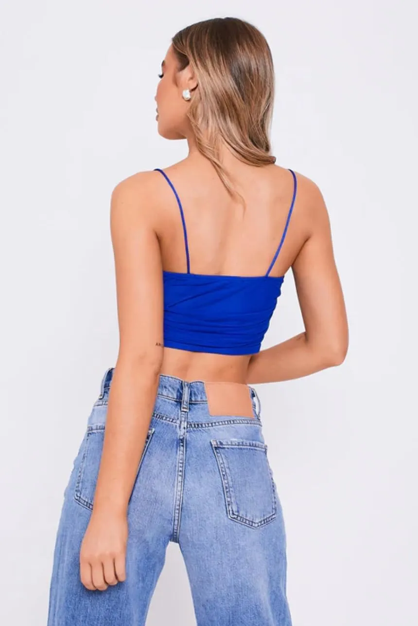 Bralette for Women Camisoles Racerback Double-Layered Crop Spaghetti Strap Ruched Mini Club Top