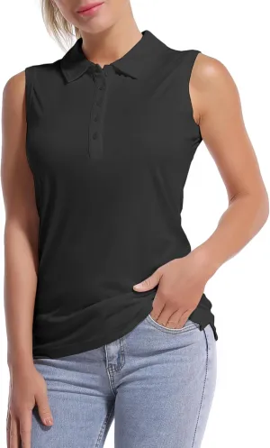 BUBBLELIME Sleeveless Polo Women's UPF 50  Sun Protection Athletic Tennis Golf Shirts Quick Dry Outdoor Sports