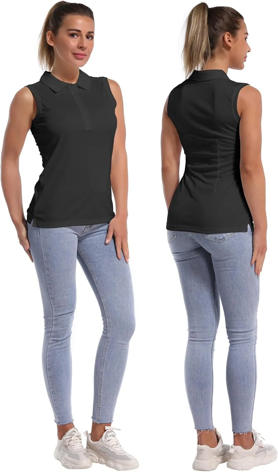 BUBBLELIME Sleeveless Polo Women's UPF 50  Sun Protection Athletic Tennis Golf Shirts Quick Dry Outdoor Sports