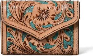 Canyon Country Cowhide Tooled Leather Trifold Wallet with Multiple Card Slots