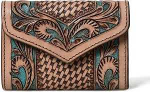 Canyon Country Cowhide Tooled Leather Trifold Wallet with Multiple Card Slots