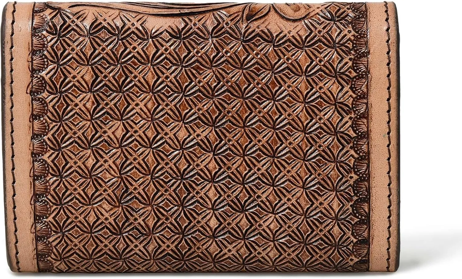 Canyon Country Cowhide Tooled Leather Trifold Wallet with Multiple Card Slots