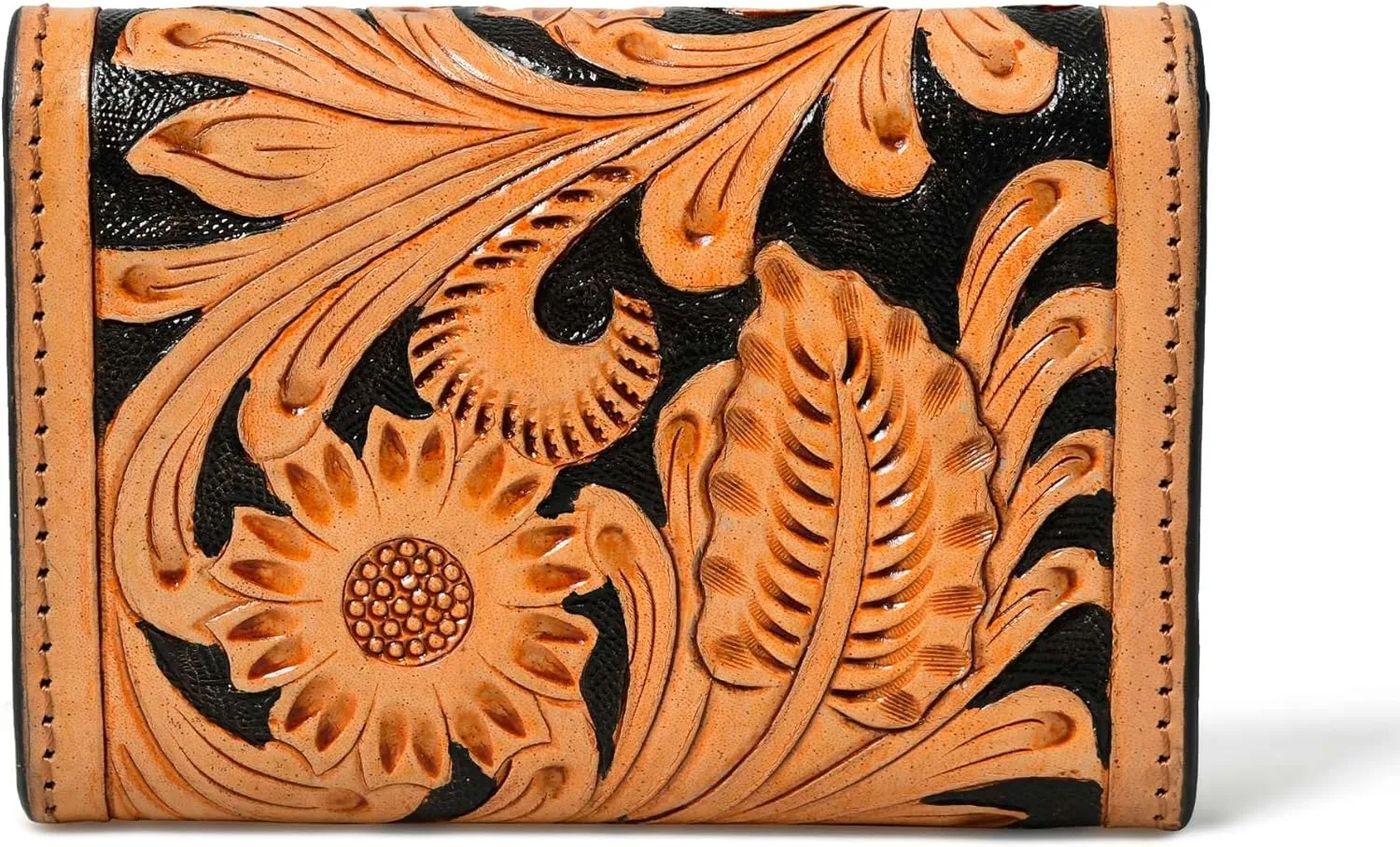 Canyon Country Cowhide Tooled Leather Trifold Wallet with Multiple Card Slots