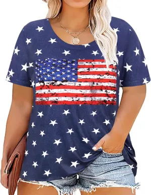 CARCOS Womens Plus Size Tops Basic Summer Shirts Short Sleeve V Neck Tunics Casual T-Shirt Loose Fits XL-5XL
