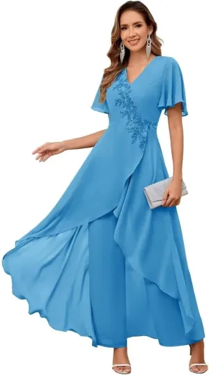 Chiffon Mother of The Bride Pant Suits for Wedding Guest Dresses Formal Outfit Womens Jumpsuit