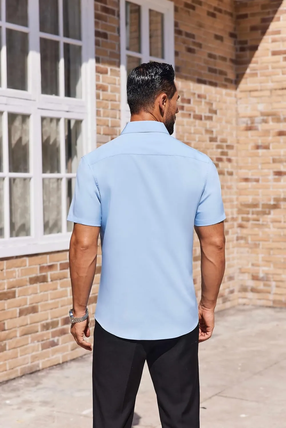 COOFANDY Mens Short Sleeve Button Down Shirts Lightweight Stain Shield Business Casual Dress Shirt Wrinkle Free