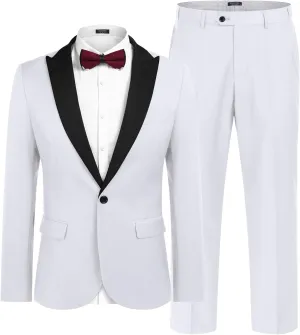 COOFANDY Men's Wedding Suits 2 Piece Tuxedo Jacket One Button Peak Lapel Suit Jacket Dress Pants for Dinner,Prom,Party