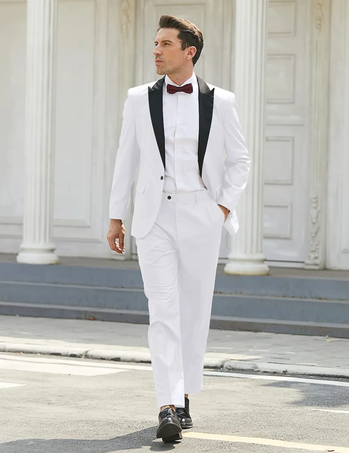 COOFANDY Men's Wedding Suits 2 Piece Tuxedo Jacket One Button Peak Lapel Suit Jacket Dress Pants for Dinner,Prom,Party
