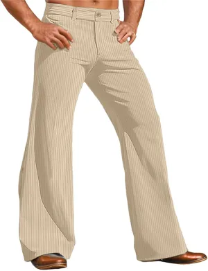 Corduroy Pants Men Straight Leg Pleated Dress Pants Loose Vintage 60S 70S Bell Bottom Pants Retro Disco Pants Trousers